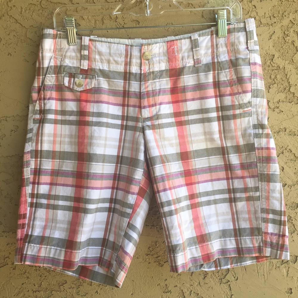 EDDIE BAUER Plaid Madras Bermuda Long Shorts